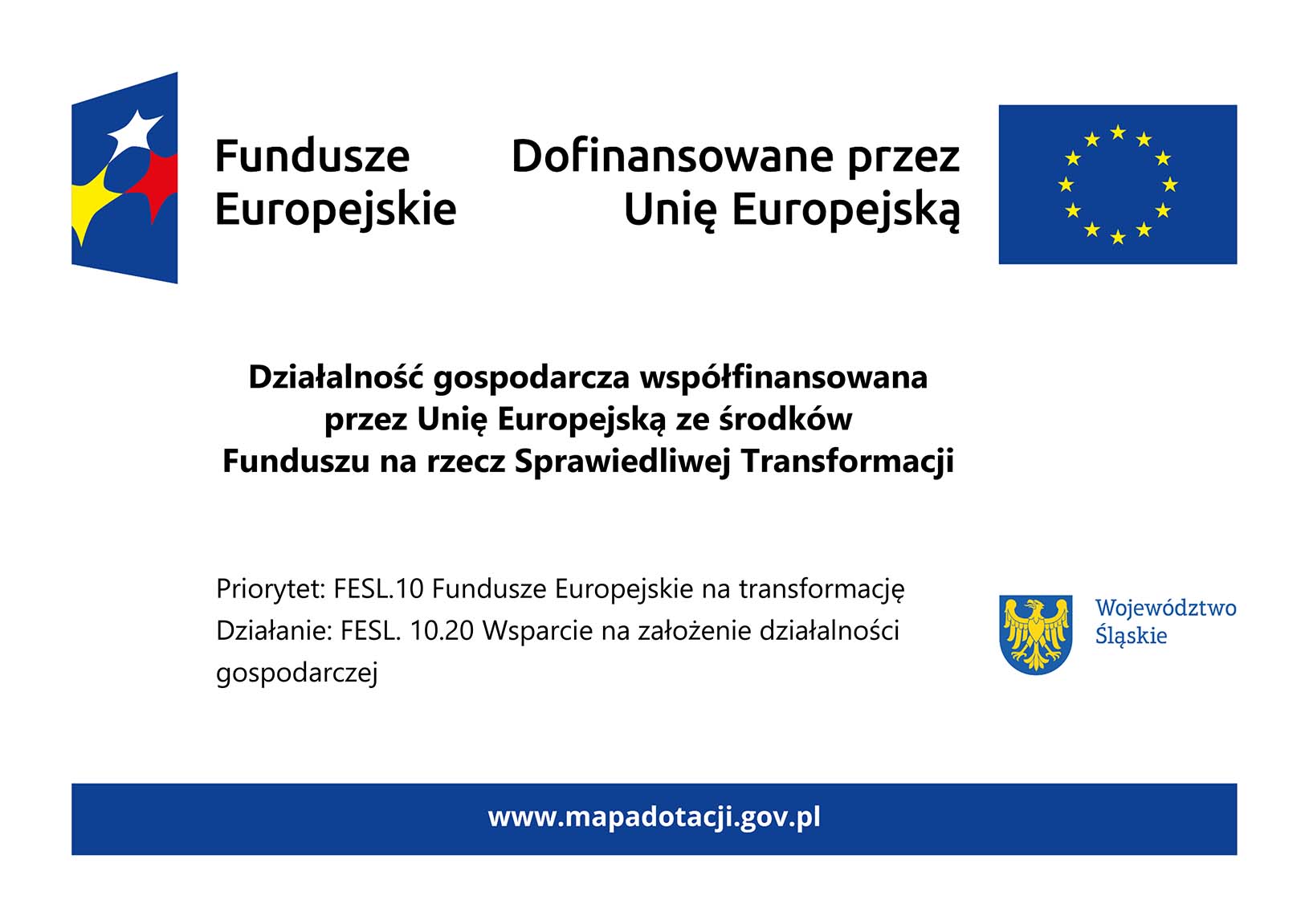 Tablica informacyjna projektu unijnego - Fundusze Europejskie na transformację