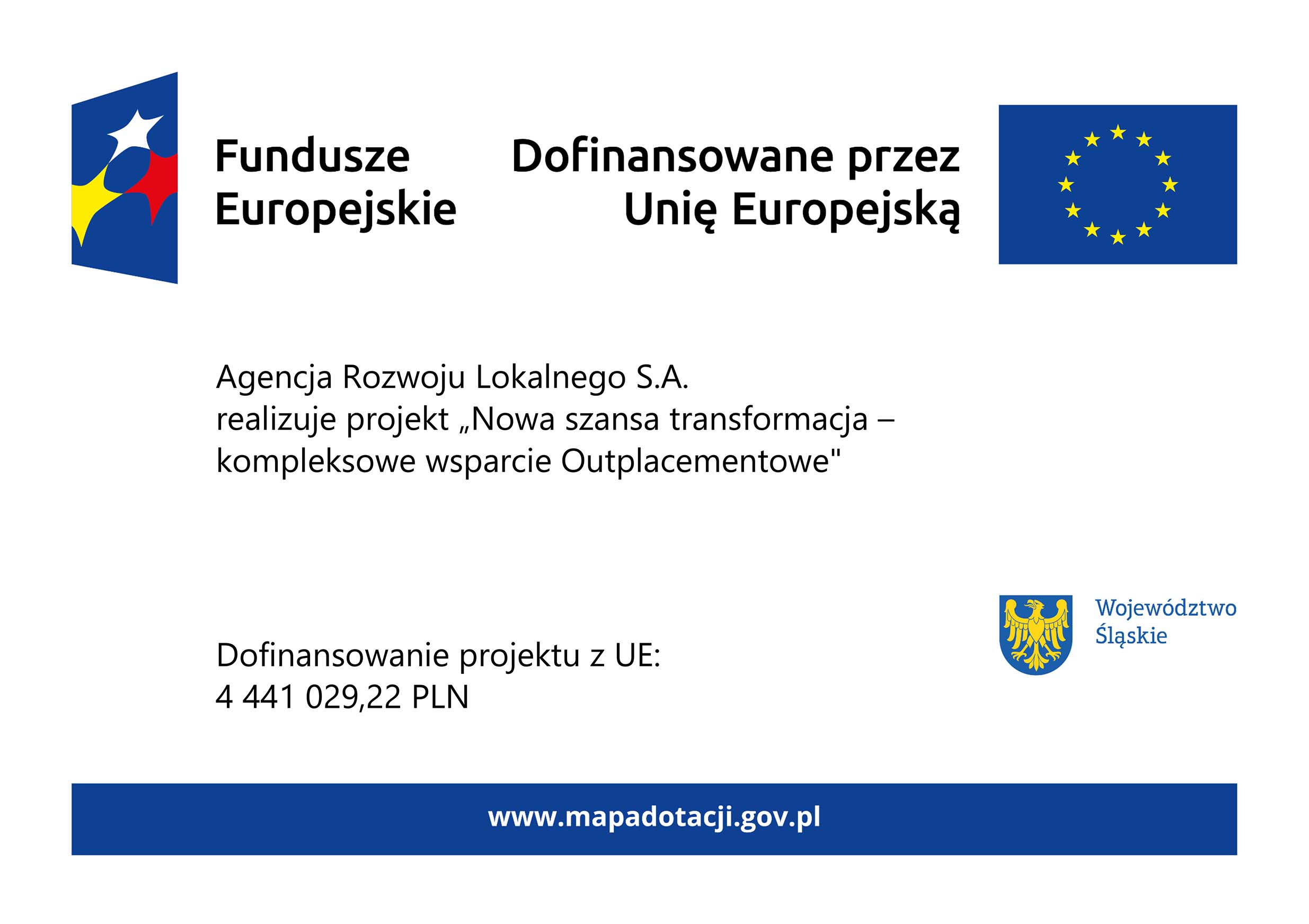 Tablica informacyjna projektu unijnego - Fundusze Europejskie na transformację